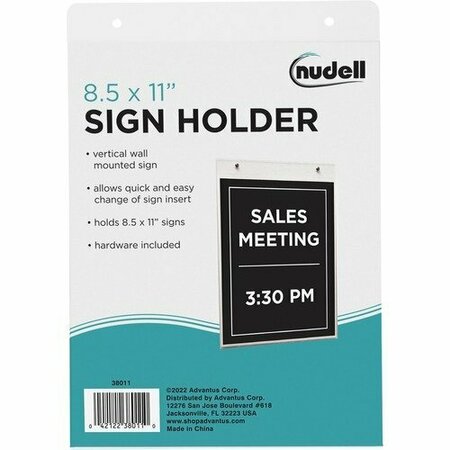 NUDELL PLASTICS WALL SIGN HOLDER, VERTICAL, 8-1/2X11in NUD38011